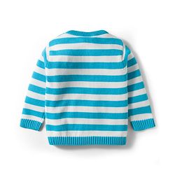 Babyhug Knit Full Sleeves Sweater Set With Animal Embriodery & Cap - Blue