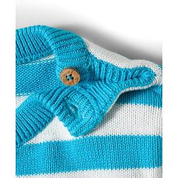 Babyhug Knit Full Sleeves Sweater Set With Animal Embriodery & Cap - Blue