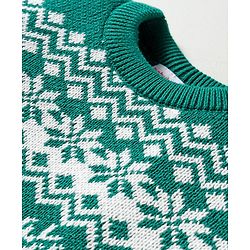 Babyhug Organic Cotton Knitted Full Sleeves Sweater Set With Deer Design & Cap - Green