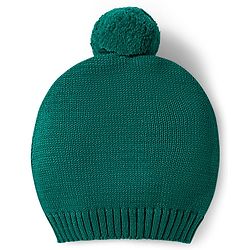 Babyhug Organic Cotton Knitted Full Sleeves Sweater Set With Deer Design & Cap - Green
