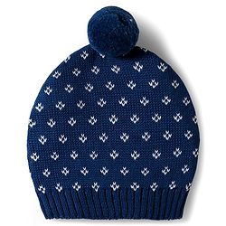 Babyhug Organic Cotton Knitted Full Sleeves Sweater Set With Floral Design & Cap - Navy Blue & White