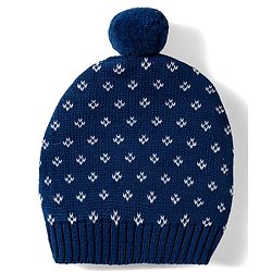Babyhug Organic Cotton Knitted Full Sleeves Sweater Set With Floral Design & Cap - Navy Blue & White