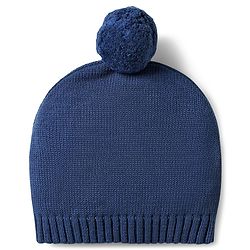 Babyhug Organic Cotton Knit Full Sleeves Sweater Sets with Cap & Panda Design - Red & Navy Blue