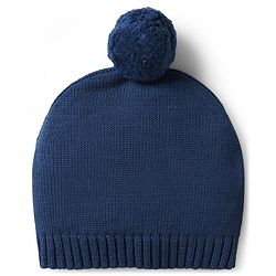 Babyhug Organic Cotton Knit Full Sleeves Sweater Sets with Cap & Tiger Design - Navy Blue