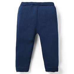 Babyhug Organic Cotton Knit Full Sleeves Sweater Sets with Cap & Tiger Design - Navy Blue