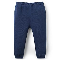Babyhug Organic Cotton Knit Full Sleeves Sweater Sets with Cap & Tiger Design - Navy Blue