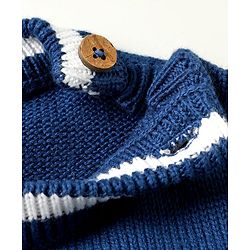 Babyhug Organic Cotton Knit Full Sleeves Sweater Sets with Cap & Tiger Design - Navy Blue