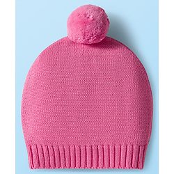 Babyhug Organic Cotton Knit Full Sleeves Front Open Sweater Set with Cap & Butterfly Design - Pink