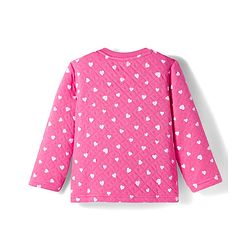 Babyhug Quilted Knit Full Sleeves Co-ord Winter Night Suit With Heart Print - Dark Pink