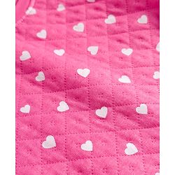 Babyhug Quilted Knit Full Sleeves Co-ord Winter Night Suit With Heart Print - Dark Pink
