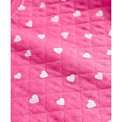 Babyhug Quilted Knit Full Sleeves Co-ord Winter Night Suit With Heart Print - Dark Pink