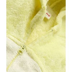 Babyhug Woven Full Sleeves Footed Winter Romper With Animal Ear Applique - Yellow