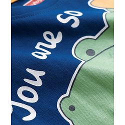 Babyhug 100% Cotton Knit Full Sleeves T-Shirt With Dino Print - Navy Blue