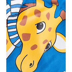 Babyhug 100 % Cotton Knit Full Sleeves T-Shirt with Giraffe Print - Blue