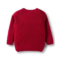 Babyhug Knit Full Raglan Sleeves Front Open Sweater with Cable Knit Design - Red