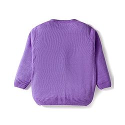 Babyhug Knit Full Sleeves Front Open Sweaters with Frill Detailing & Floral Embroidery - Lavender