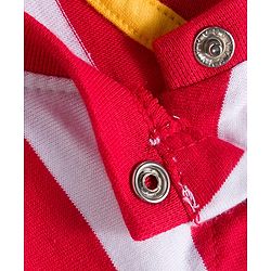 Babyhug Single Jersey Knit Full Sleeves T-Shirt with Stripes & Animal Print - White & Red