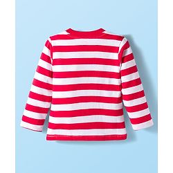 Babyhug Single Jersey Knit Full Sleeves T-Shirt with Stripes & Animal Print - White & Red