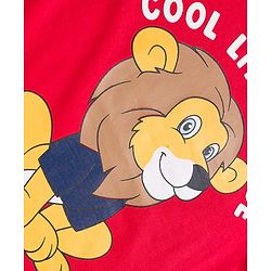 Babyhug 100 % Cotton Knit Full Sleeves T-Shirt with Lion Print - Red