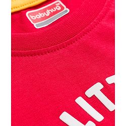 Babyhug 100 % Cotton Knit Full Sleeves T-Shirt with Lion Print - Red