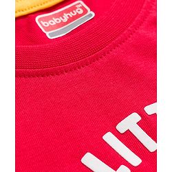 Babyhug 100 % Cotton Knit Full Sleeves T-Shirt with Lion Print - Red