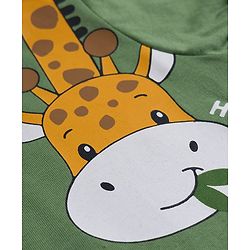 Babyhug 100% Cotton Knit Full Sleeves T-Shirt with Giraffe Print - Green