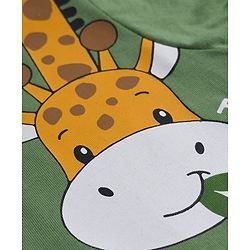 Babyhug 100% Cotton Knit Full Sleeves T-Shirt with Giraffe Print - Green