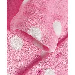 Babyhug Woven Full Sleeves Front Open Footed Hooded Winter Wear Romper with Polka Dot Design - Light Blue