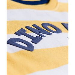 Babyhug 100% Cotton Knit Full Sleeves Striped T-Shirt With Dino Print - Yellow