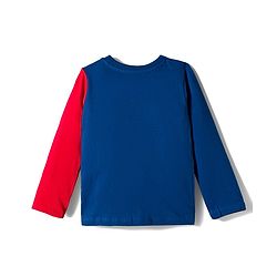 Babyhug 100 % Cotton Knit Full Sleeves Cut & Sew T-Shirt with Teddy Print & Applique - Blue & Red