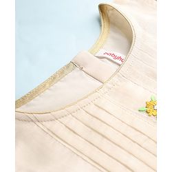 Babyhug South Cotton Woven Frill Sleeves Floral Embroidered Choli & Lehenga Set With Dupatta - Off White