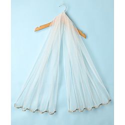 Babyhug South Cotton Woven Frill Sleeves Floral Embroidered Choli & Lehenga Set With Dupatta - Off White