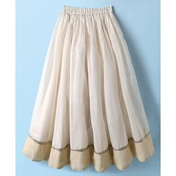 Babyhug South Cotton Woven Sleeveless Floral Embroidered Choli & Lehenga Set With Dupatta - Off White