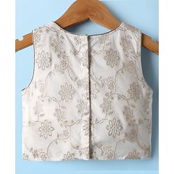 Babyhug South Cotton Woven Sleeveless Floral Embroidered Choli & Lehenga Set With Dupatta - Off White