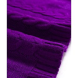 Babyhug Knitted Full Raglan Sleeves Woollen Dress With Floral Embroidery - Purple