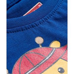 Babyhug 100 % Cotton Knit Half Sleeves T-Shirt with Animal Print - Navy Blue