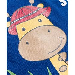 Babyhug 100 % Cotton Knit Half Sleeves T-Shirt with Animal Print - Navy Blue
