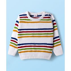 Babyhug Knit Full Sleeves Striped Pullover Sweater Set - Multicolor