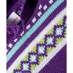 Babyhug Knitted Full Sleeves Hooded Sweater Set With Geometric Design - Purple
