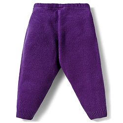 Babyhug Knitted Full Sleeves Hooded Sweater Set With Geometric Design - Purple