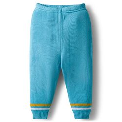 Babyhug Knit Full Sleeves Striped Pullover Sweater Set with Bear Patch Detailing - Aqua Blue