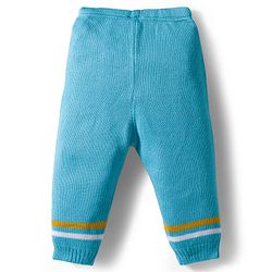 Babyhug Knit Full Sleeves Striped Pullover Sweater Set with Bear Patch Detailing - Aqua Blue