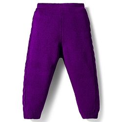 Babyhug Knit Full Raglan Sleeves Sweater Set with Cable Knit Design - Purple