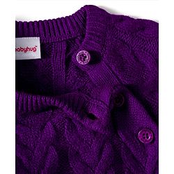 Babyhug Knit Full Raglan Sleeves Sweater Set with Cable Knit Design - Purple