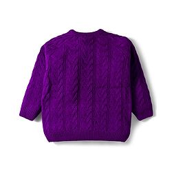 Babyhug Knit Full Raglan Sleeves Sweater Set with Cable Knit Design - Purple