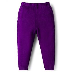 Babyhug Knit Full Raglan Sleeves Sweater Set with Cable Knit Design - Purple