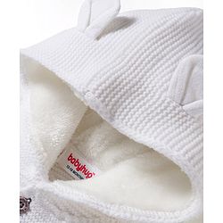 Babyhug Knitted Full Raglan Sleeves Hooded Sweater Set With Color Block Design - Multicolor