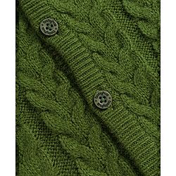Babyhug Knit Full Raglan Sleeves Front Open Sweater & Pant Set with Cable Knit Design - Olive Green