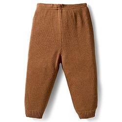 Babyhug Knit Full Sleeves Sweater Set with Floral Design - Brown