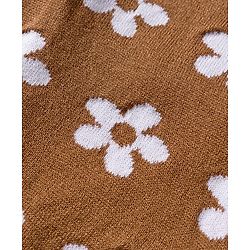 Babyhug Knit Full Sleeves Sweater Set with Floral Design - Brown